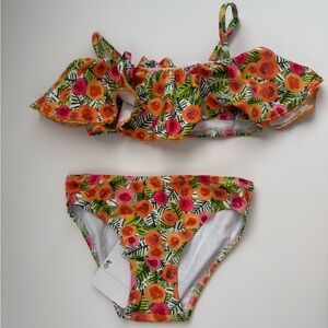 Mayoral Floral Bikini Set with Red and Pink Accents size 6